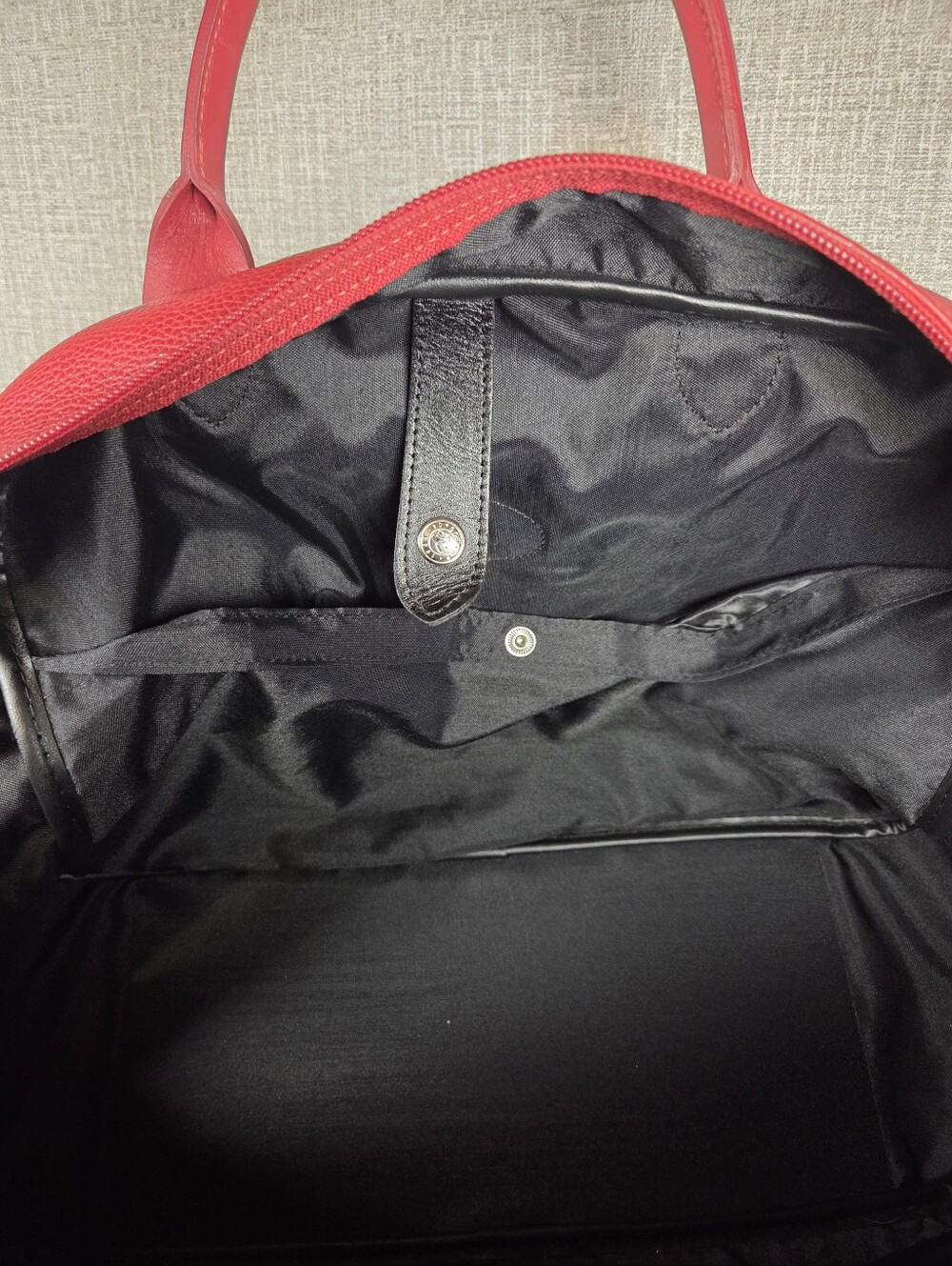 Vintage Longchamp Red Pebbled Leather Weekender Tote Bag Purse RARE Handbag - Picture 13 of 16